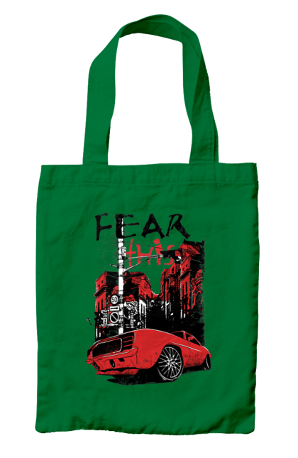 Сумка з принтом "Червона Машина В Місті". Їзда, машина, місто. 2070702