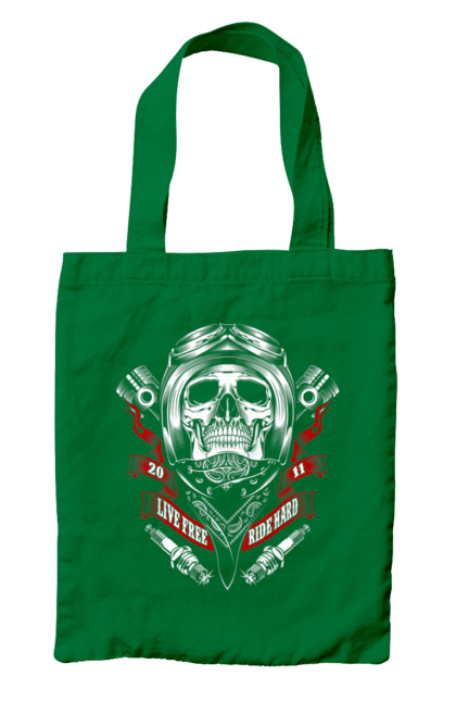 Сумка з принтом "череп гонщик". Байкер, гонки, мотоцикл, череп. 2070702