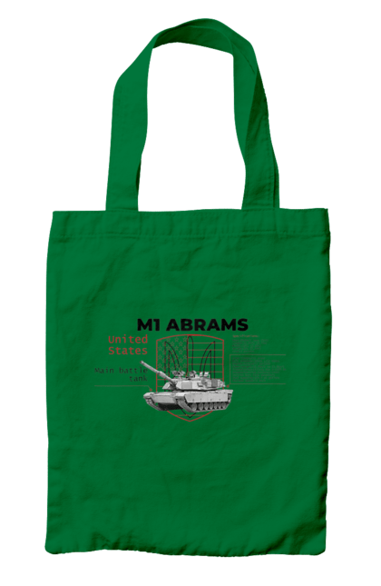 Сумка з принтом "M1 Abrams англійська". Abrams, m1 abrams, залужний, зброя, танк. 2070702