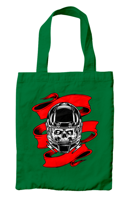 Сумка с принтом Череп в мотошлеме. Лента, мото, череп, шлем. 2070702