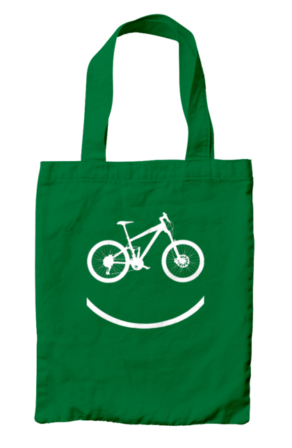 Сумка з принтом "Велосмайл". Велосипед, велоспорт, колесо, крос, любителям велосипеда, педалі, смайл, смайлик, траса. 2070702