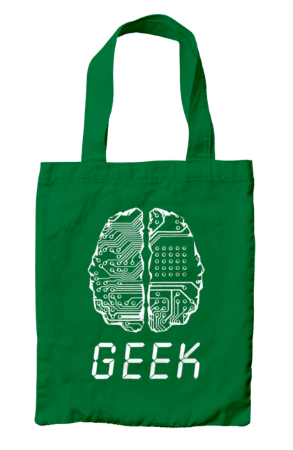 Сумка з принтом "Гик Мозок". Айті, айтішник, гик, знання, інженер, кібер, кібернетика, кіборг, код, комп, комп’ютерник, кристал, мікросхема, мозок, програміст, професіонал, професссія, розробник, розум, чіп. 2070702