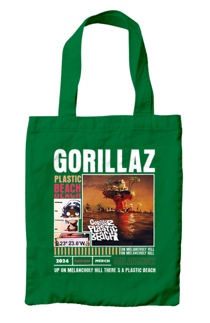 Bag with prints Gorillaz. Electronics, gorillaz, group, hip-hop, music, rock. 2070702