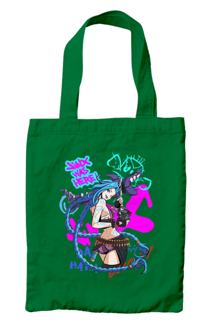 Bag with prints Arcane. Animated series, arcane, fantasy, fortiche, jinx, league of legends, riot games, violet. 2070702