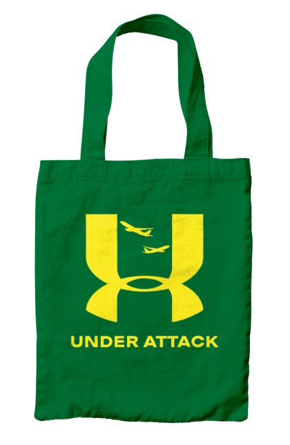 Сумка з принтом "Under Attack yellow". Андер армор, бренди, гумор, приколи, прикольні, ундер армор. 2070702