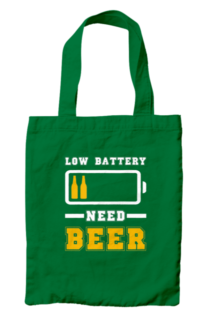 Bag with prints Low battery need beer. Alcohol, beer, brutals, funy prints, mans, summer. 2070702