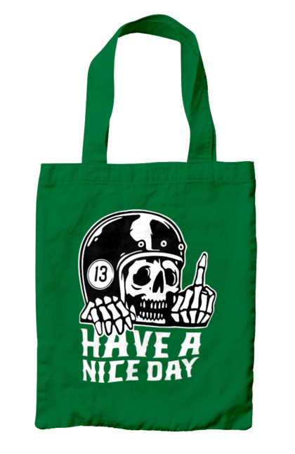 Bag with prints Have a nice day. Fak, have a, nice day, scull, thirteen, with a skull. 2070702