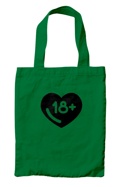 Сумка с принтом 18+. 18+, black, heart, prohibition, sex. 2070702