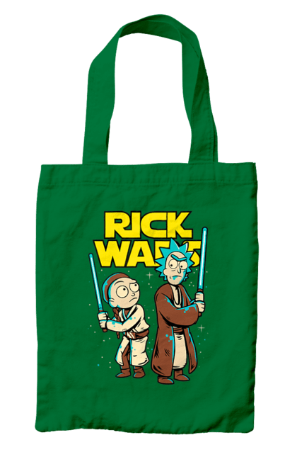 Сумка с принтом Рик и Морти. Rick and morty, star wars, звездные войны, мультфильм, научная фантастика, приключения, рик, рик и морти, сериал. 2070702