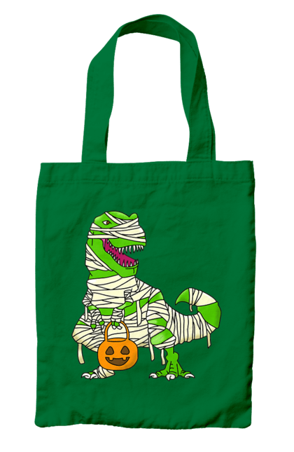 Bag with prints Halloween Dinosaur. Costume, dinosaur, halloween, holiday, october, october 31, pumpkin, sweets, trick or treat. 2070702