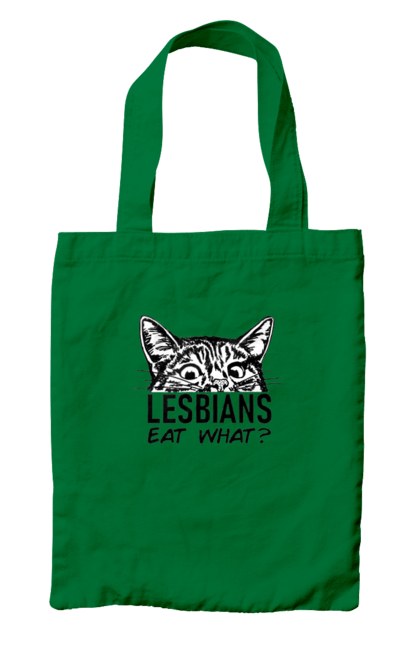 Сумка с принтом Lesbians eat what?. Funny inscriptions, humor, jokes, kittens, lesbians, lgbt, котики, лгбт, лесбиянки, приколы, смешные надписи, юмор. 2070702