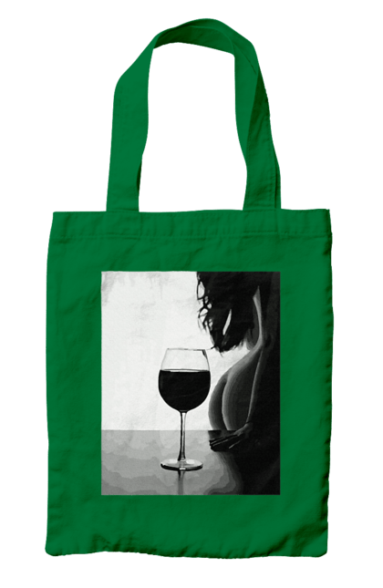 Bag with prints A glass of wine. Expectation, friday again, grace, woman`s body. 2070702