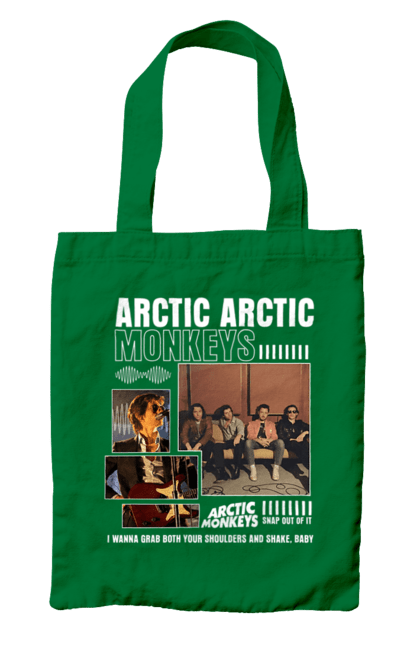 Bag with prints Arctic Monkeys. Arctic monkeys, garage rock, group, indie rock, music, post-punk revival, psychedelic rock, rock. 2070702