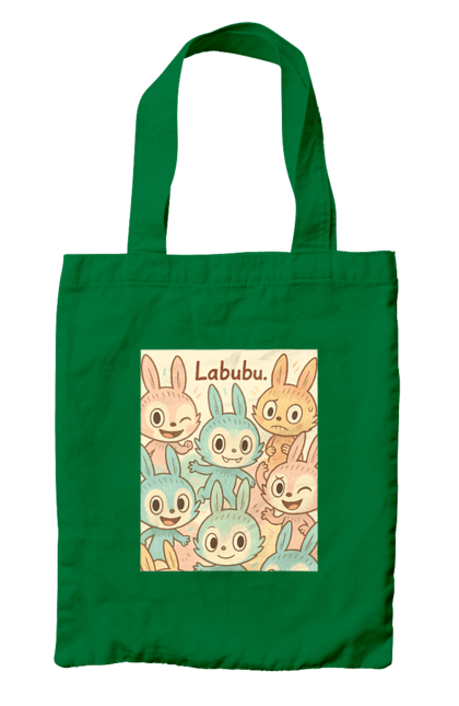Сумка з принтом "Лабубу". Безтурботно, грайливо, дизайнперсонажу, каваї, лабубу, милі мистецтво, ніжні відтінки, пастельніквіти, стиль мультфільму, чарівно. 2070702