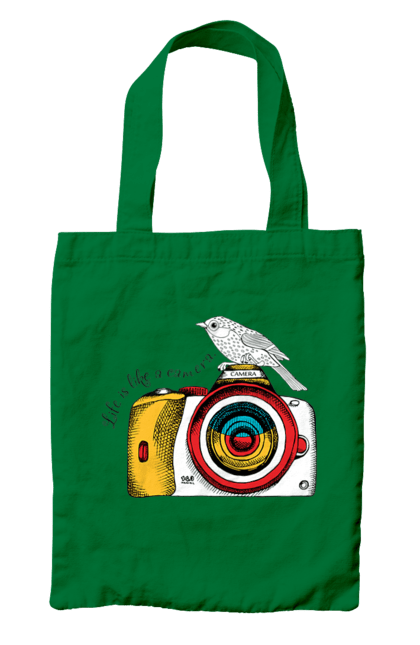 Bag with prints Camera And Bird. Birdie, camera, photographer. 2070702