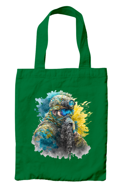 Bag with prints Sniper of the ZSU. Army, flag of ukraine, sniper, soldier, symbols of ukraine, ukraine. 2070702