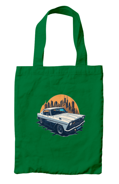 Сумка з принтом "Вінтажне зображення авто". Автомобіль, вінтажне зображення, місто. 2070702