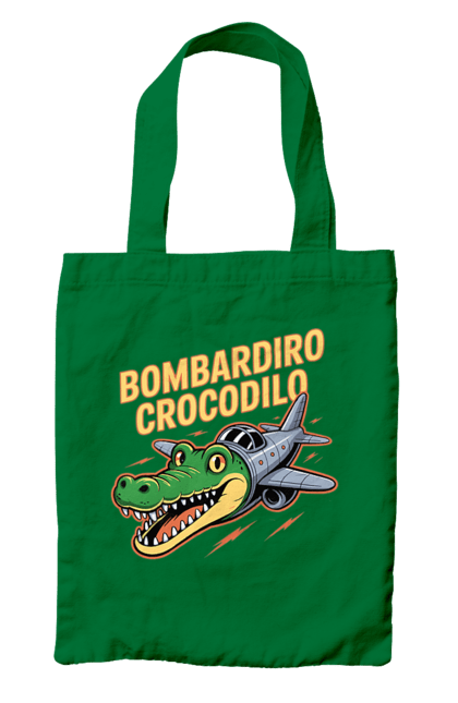 Сумка з принтом "Bombardino Crocodilo". Bombardino, bombardino crocodilo, crocodilo, бомбардиро крокодило, бомбардіно крокоділо, крокодил, крокодил літак, крокодил мем, мем бомбардине крокодило, меми. 2070702