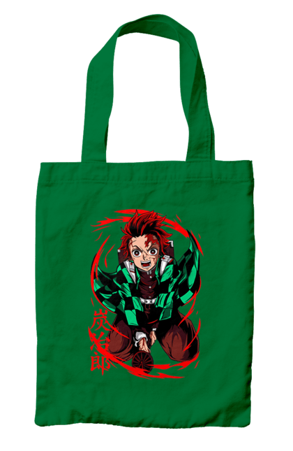 Сумка с принтом Клинок Рассекающий Демонов Танджиро. Demon slayer, kamado tanjiro, kimetsu no yaiba, аниме, истребитель демонов, манга, танджиро, танджиро камадо. 2070702