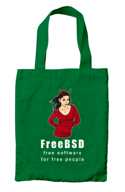 Сумка з принтом "Freebsd Для Вільних". Bsd, freebsd, unix, адміністратор, айті, айтішник, безкоштовна, безкоштовно, бестія, білий, вільна, демон, демонесса, доступність, незалежність, операційна система, ос, програміст, програмне забезпечення, свобода, сисадмін, система, системний адміністратор, софт, текст, червоний. 2070702