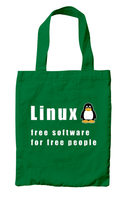Сумка з принтом "Linux Вільний Для Вільних". Linux, адміністратор, айті, айтішник, безкоштовна, безкоштовно, білий, вільна, доступність, незалежність, операційна система, ос, пінгвін, програміст, програмне забезпечення, свобода, сервер, сисадмін, система, системний адміністратор, софт, текст. 2070702