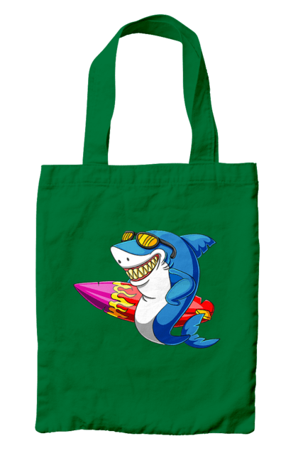 Сумка з принтом "Акула В Окулярах З Серфінгом". Акула, літо, окуляри, серфінг. 2070702