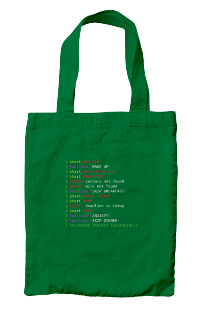 Сумка з принтом "Життя програміста". Angular, c, css, html, it, javascript, jquery, php, python, react, svelt, vue, айтишник, айті, гумор, код, кодувати, прогер, програміст, програмісти, ти ж, ти ж програміст, тиж програміст. 2070702