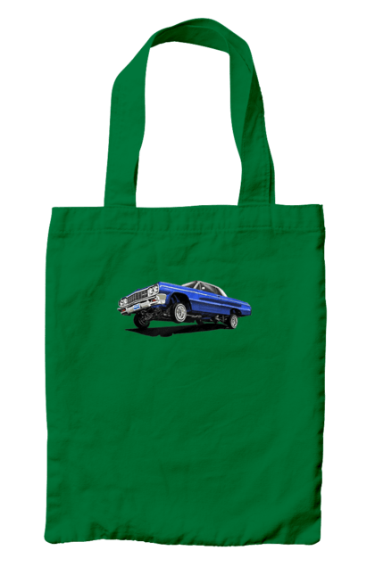 Сумка з принтом "Автомобіль". Автомобіль, імпала, класика, лоурайдер, синій, шевроле. 2070702