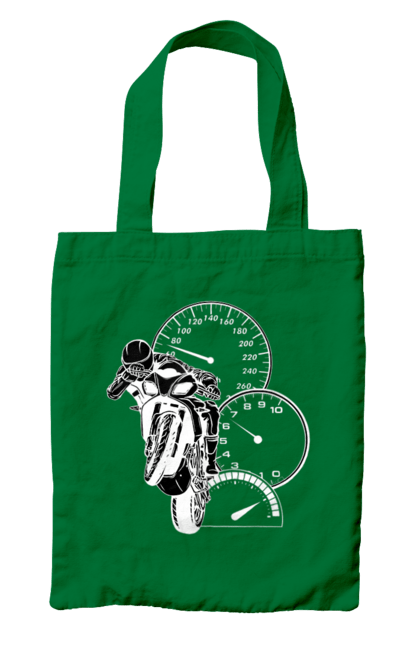 Сумка с принтом Мотоцикл И Скорость Белый. Мото, мотоцикл, скорость. 2070702