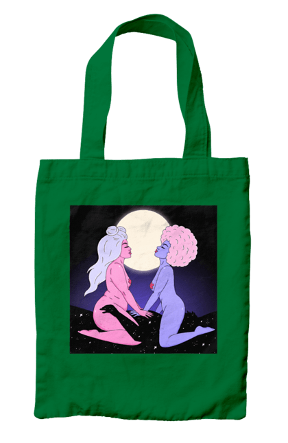 Сумка з принтом "Дві Інопланетянки І Місяць". Дівчата, зверху, інопланетянки. 2070702