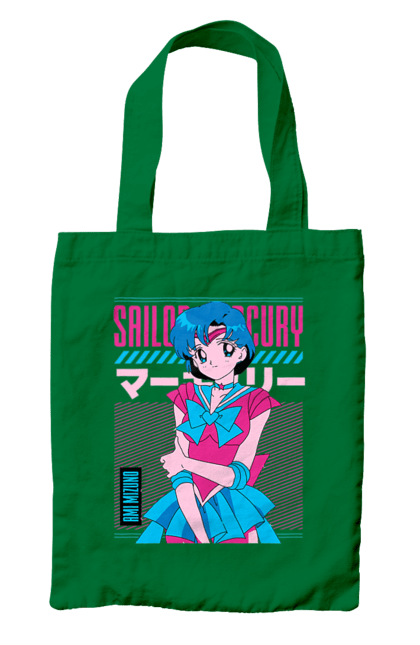 Сумка з принтом "Сейлор Мун Меркурій". Ami mizuno, sailor mercury, sailor moon, амі мідзуно, аніме, драма, махо-сьодзьо, сейлор меркурій, сейлор мун, серіал. 2070702