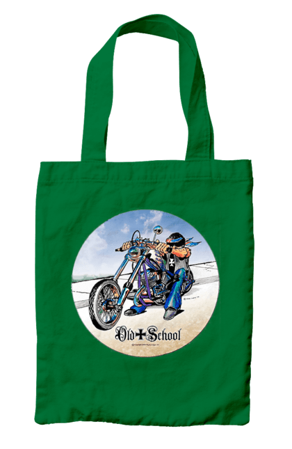 Bag with prints Old school. Auto moto, motorcycle, music band, old hardening, performers, rock band. 2070702