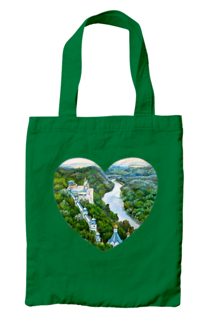 Сумка з принтом "Святогорская лавра". Донецька область, ліс, монастир, пейзаж, річка, святогірськ, україна, церква. 2070702