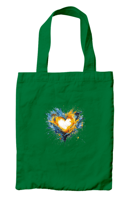 Bag with prints Patriot heart. Heart, patriotic, ukraine, ukrainian, ukrainian flag. 2070702