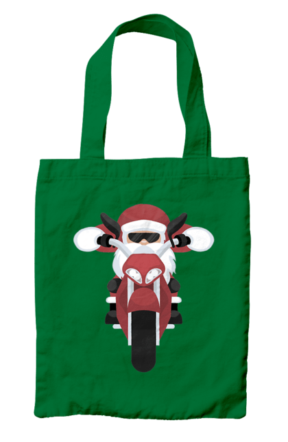 Сумка з принтом "Санта на мотоциклі". Мотоцикл, новий рік, різдво, санта. 2070702