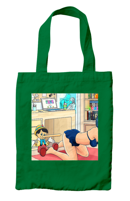 Сумка з принтом "Буратіно У Дорослій Казці". Бетмен, буратіно, гола, поцілунок, прикол. 2070702