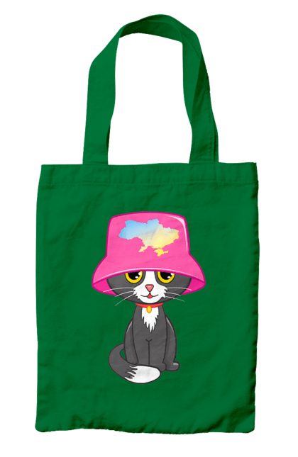 Bag with prints Cat with a map of Ukraine. Cat, eurovision, galoshes, music, panama galosh, symbol of ukraine, ukraine. 2070702