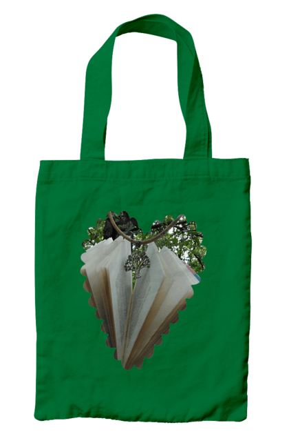 Сумка з принтом "Книжкова валентинка". Дерево, книги, книжки, любов, прикраса, природа, серце, форма серця, читання. 2070702