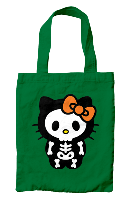 Сумка з принтом "Хелло Кітті Хелловін". Halloween, hello kitty, zombie, бренд, зомбі, кошеня, персонаж, скелет, хелло кітті, хелловін. 2070702