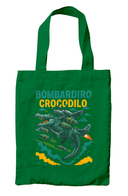 Сумка з принтом "Bombardino Crocodilo". Bombardino, bombardino crocodilo, crocodilo, бомбардіно крокоділо, крокодил, крокодил літак, крокодил мем, мем, мем бомбардине крокодило. 2070702