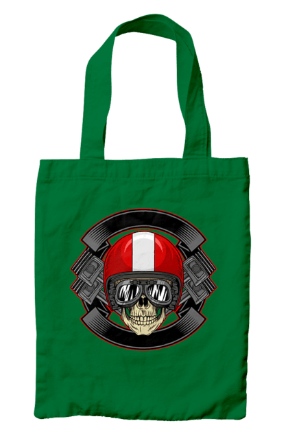 Сумка с принтом Череп мотоциклист. Мотоциклист\, череп, шлем. 2070702