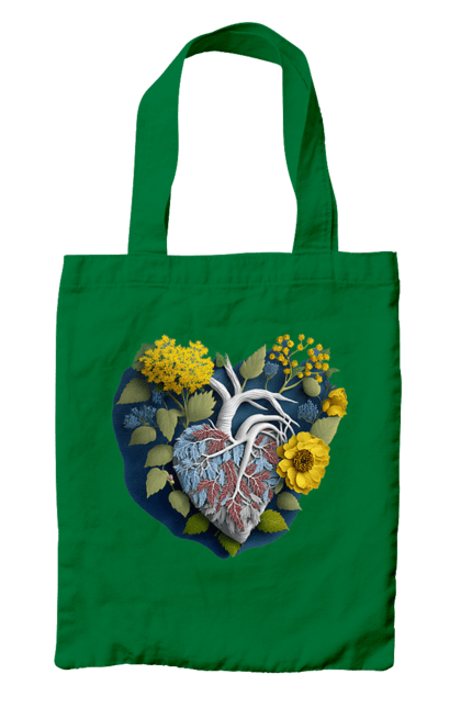 Сумка з принтом "Серце квіти". Люблю україну, перемога україни, серце, символи україни, соняшник, традиції україни, україна. 2070702