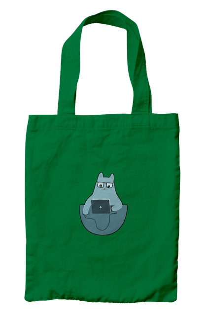 Сумка з принтом "Кіт програміст". Angular, c, css, html, it, javascript, jquery, php, python, react, svelt, vue, айтишник, айті, гумор, код, кодувати, прогер, програміст, програмісти, ти ж, ти ж програміст, тиж програміст. 2070702