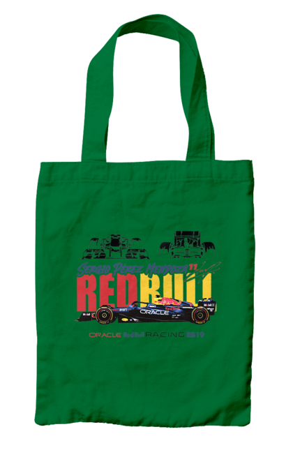 Bag with prints Red Bull Racing RB19. Auto, automobile, bolide, car, formula 1, race, red bull, sport. 2070702