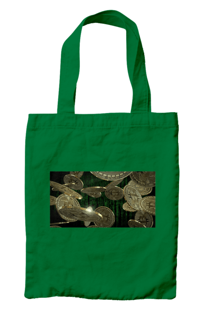 Сумка з принтом "Біткойн". Багатство, біткойн, валюта, гроші, криптовалюта, курс, майнінг, матриця, монета, розкіш, цифровий світ. 2070702