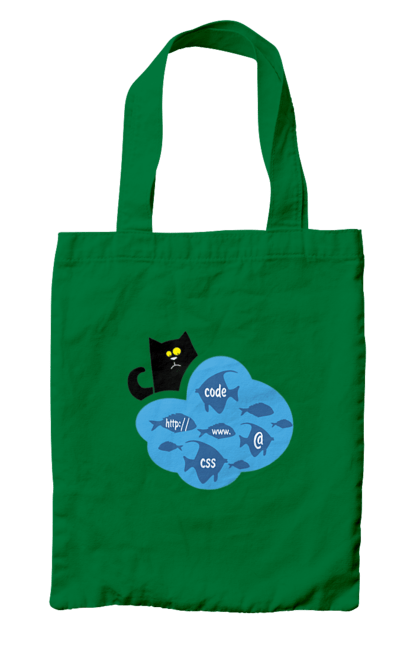 Сумка з принтом "Кіт програміст". Angular, c, css, html, it, javascript, jquery, php, python, react, svelt, vue, айтишник, айті, гумор, код, кодувати, прогер, програміст, програмісти, ти ж, ти ж програміст, тиж програміст. 2070702