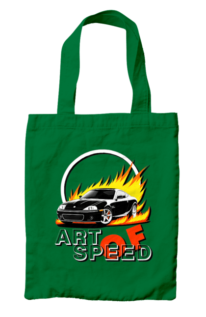 Bag with prints Car on fire. Auto, car on fire, drift, race, speed, sport, sports car. 2070702