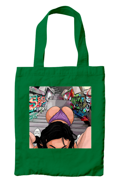 Сумка з принтом "Дівчина На Колінах Перед Хлопчиною". Гола, жопа, на колінах, смоктати. 2070702