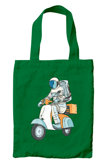Сумка с принтом Космонавт на мотоцикле. Космонавт, космос, мотоцикл. 2070702