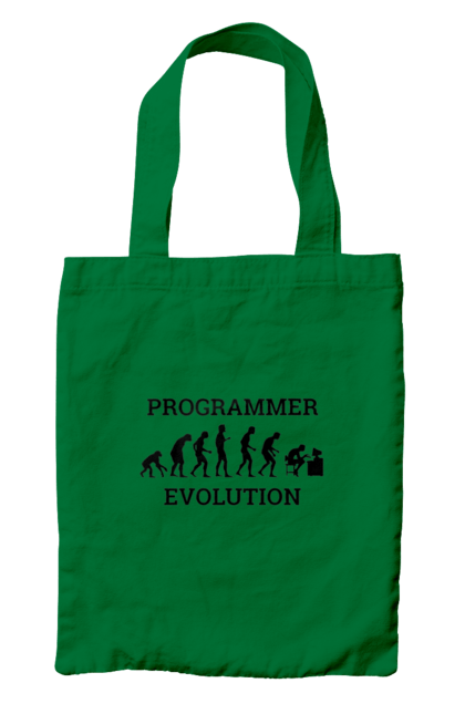 Сумка з принтом "Еволюція програміста". Angular, c, css, html, it, javascript, jquery, php, python, react, svelt, vue, айтишник, айті, гумор, код, кодувати, прогер, програміст, програмісти, ти ж, ти ж програміст, тиж програміст. 2070702